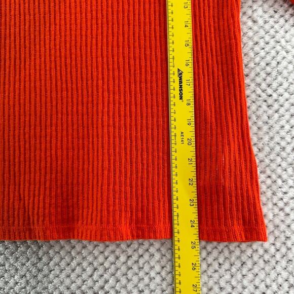 Pilcro Anthropologie Top Womens M Orange Rib Knit Stretch Crew Neck Long Sleeve - Picture 6 of 10